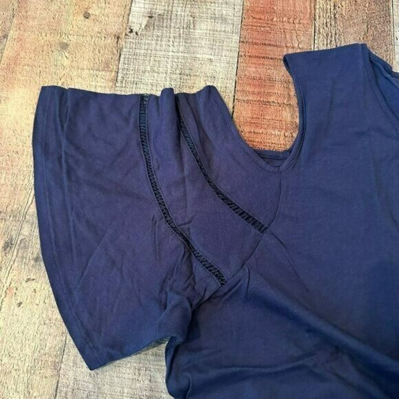 Roaman's navy blue open cold shoulder blouse top women's 3xl - Picture 6 of 7